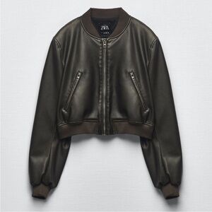 Zara leather bomber jacket